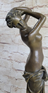 Signed Italian Vitaleh Nude Female Bronze Sculpture Art Deco