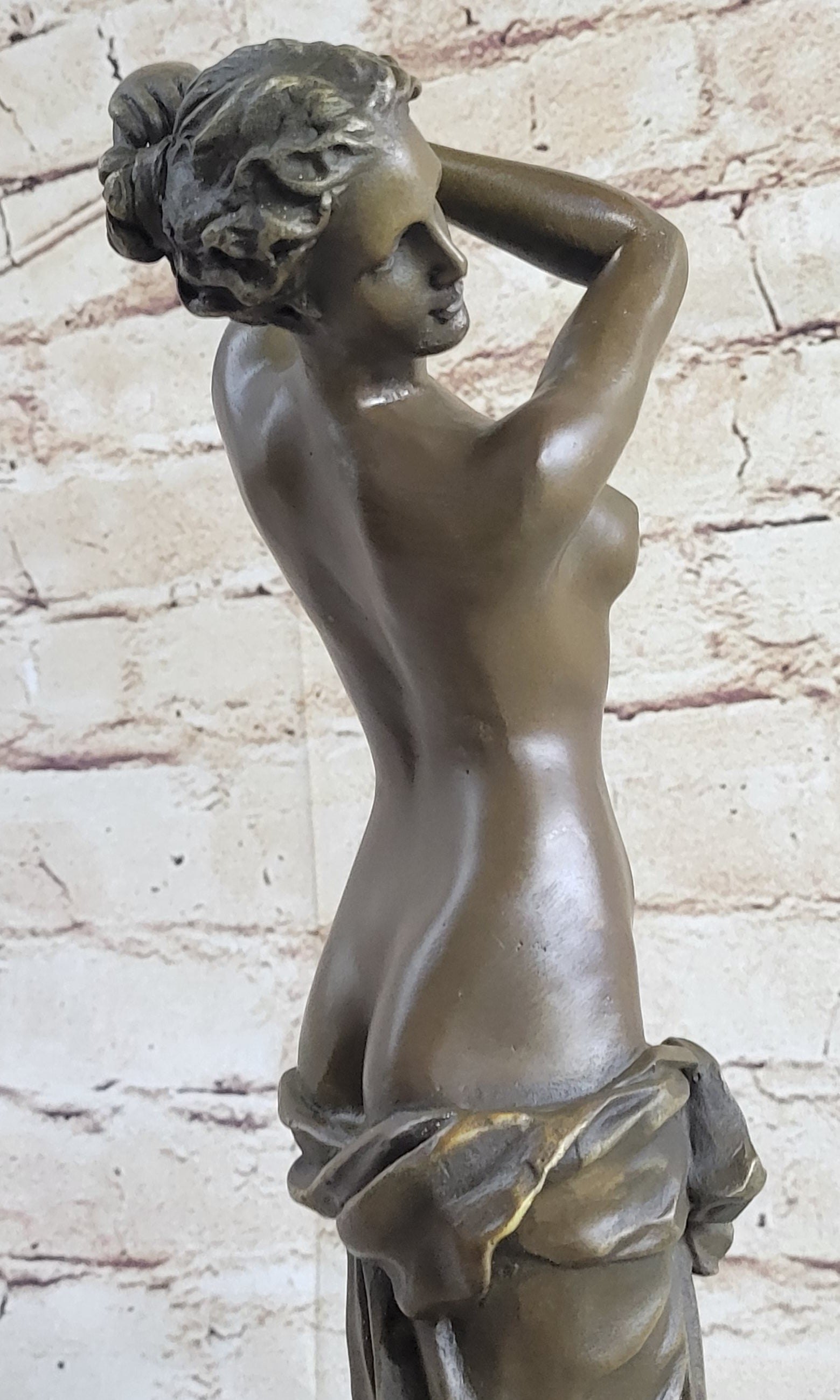 Signed Italian Vitaleh Nude Female Bronze Sculpture Art Deco