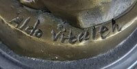 Signed Italian Vitaleh Nude Female Bronze Sculpture Art Deco