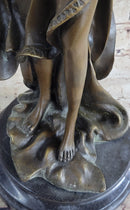 Bronze Sculpture Sexy woman W/ Harp Art Deco Figure