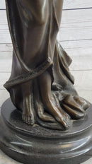 Jean Patoue Female Playing Banjo Bronze Sculpture