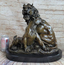 Male & Female Lion Necking Love Bronze Sculpture on Marble Base
