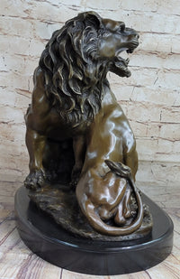 Male & Female Lion Necking Love Bronze Sculpture on Marble Base