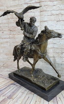 Horse Mounted Khazak Eagle Falcon Hunter Bronze 21" x 21"
