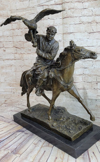 Horse Mounted Khazak Eagle Falcon Hunter Bronze 21" x 21"
