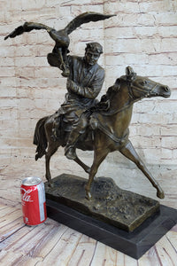 Horse Mounted Khazak Eagle Falcon Hunter Bronze 21" x 21"