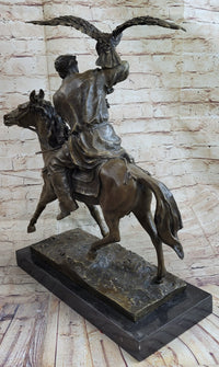 Horse Mounted Khazak Eagle Falcon Hunter Bronze 21" x 21"