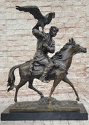 Horse Mounted Khazak Eagle Falcon Hunter Bronze 21" x 21"
