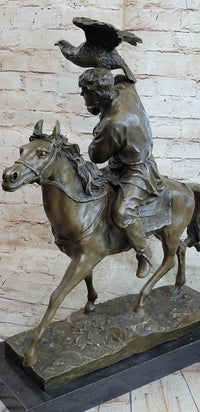 Horse Mounted Khazak Eagle Falcon Hunter Bronze 21" x 21"