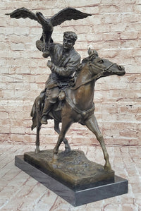 Horse Mounted Khazak Eagle Falcon Hunter Bronze 21" x 21"