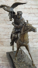 Horse Mounted Khazak Eagle Falcon Hunter Bronze 21" x 21"