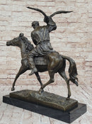 Horse Mounted Khazak Eagle Falcon Hunter Bronze 21" x 21"