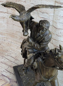 Horse Mounted Khazak Eagle Falcon Hunter Bronze 21" x 21"