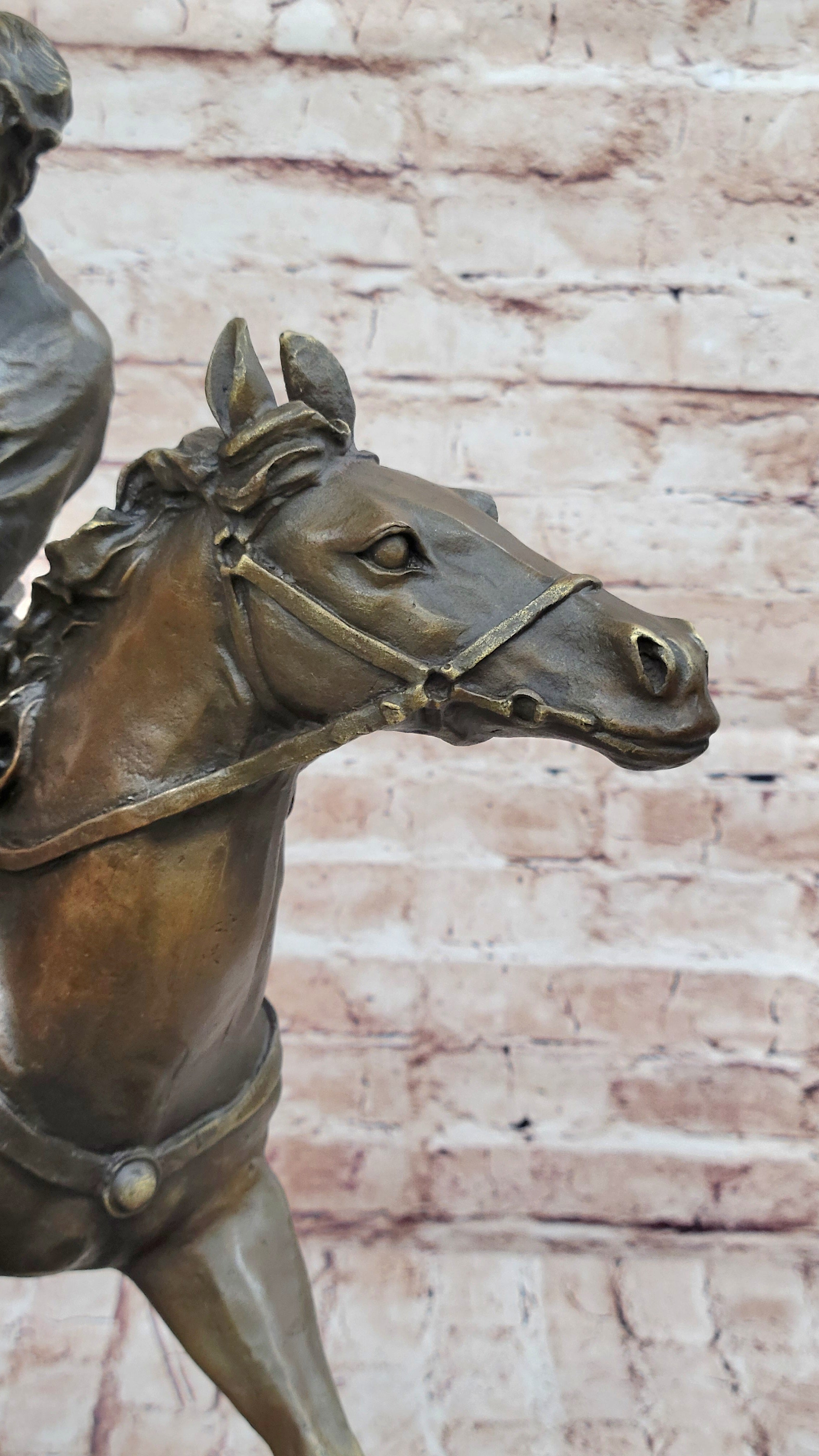 Horse Mounted Khazak Eagle Falcon Hunter Bronze 21" x 21"