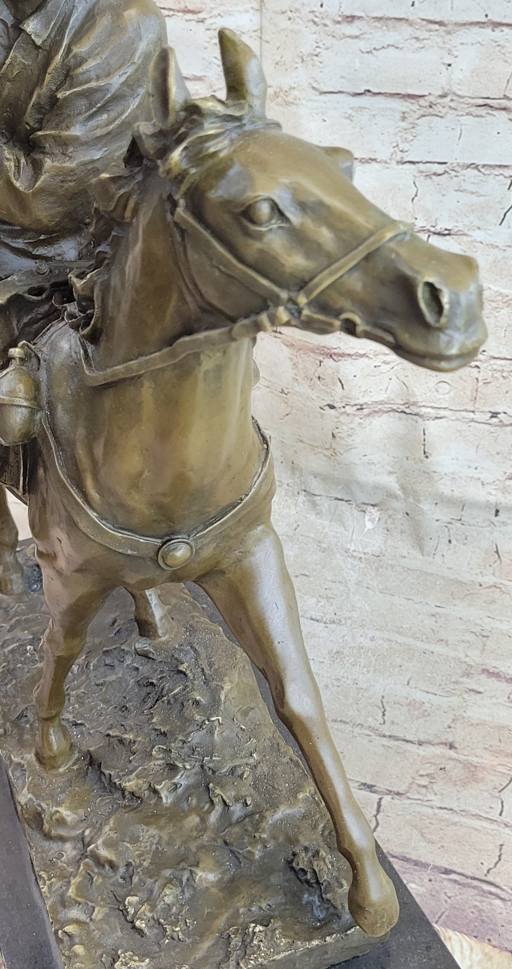 Horse Mounted Khazak Eagle Falcon Hunter Bronze 21" x 21"