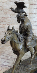Horse Mounted Khazak Eagle Falcon Hunter Bronze 21" x 21"
