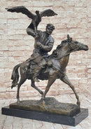 Horse Mounted Khazak Eagle Falcon Hunter Bronze 21" x 21"