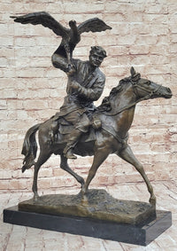 Horse Mounted Khazak Eagle Falcon Hunter Bronze 21" x 21"