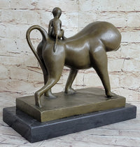 Baboon & Baby Monkey Bronze Sculpture Vobisova 10" x 10.5"