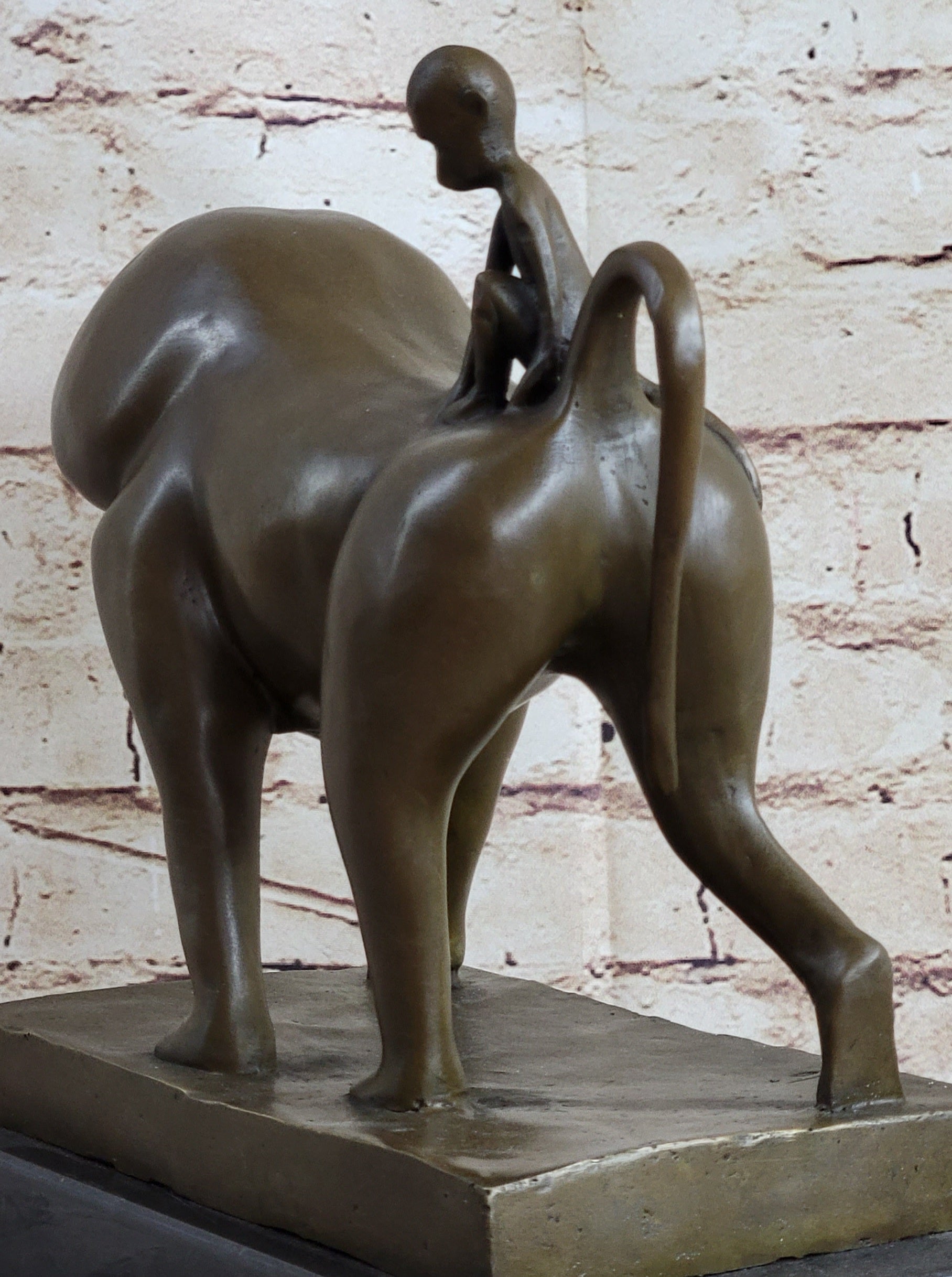 Baboon & Baby Monkey Bronze Sculpture Vobisova 10" x 10.5"