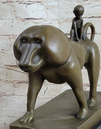 Baboon & Baby Monkey Bronze Sculpture Vobisova 10" x 10.5"