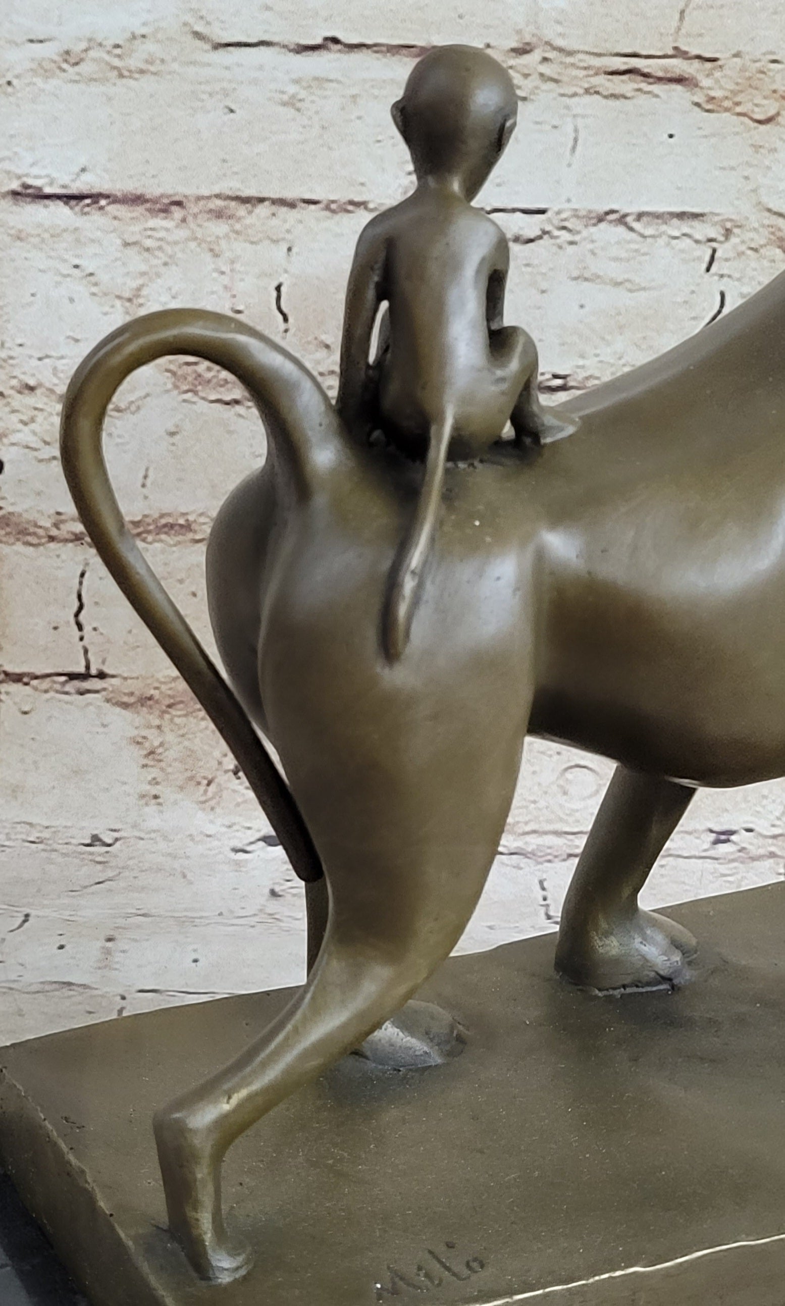Baboon & Baby Monkey Bronze Sculpture Vobisova 10" x 10.5"