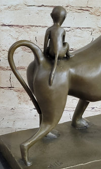 Baboon & Baby Monkey Bronze Sculpture Vobisova 10" x 10.5"