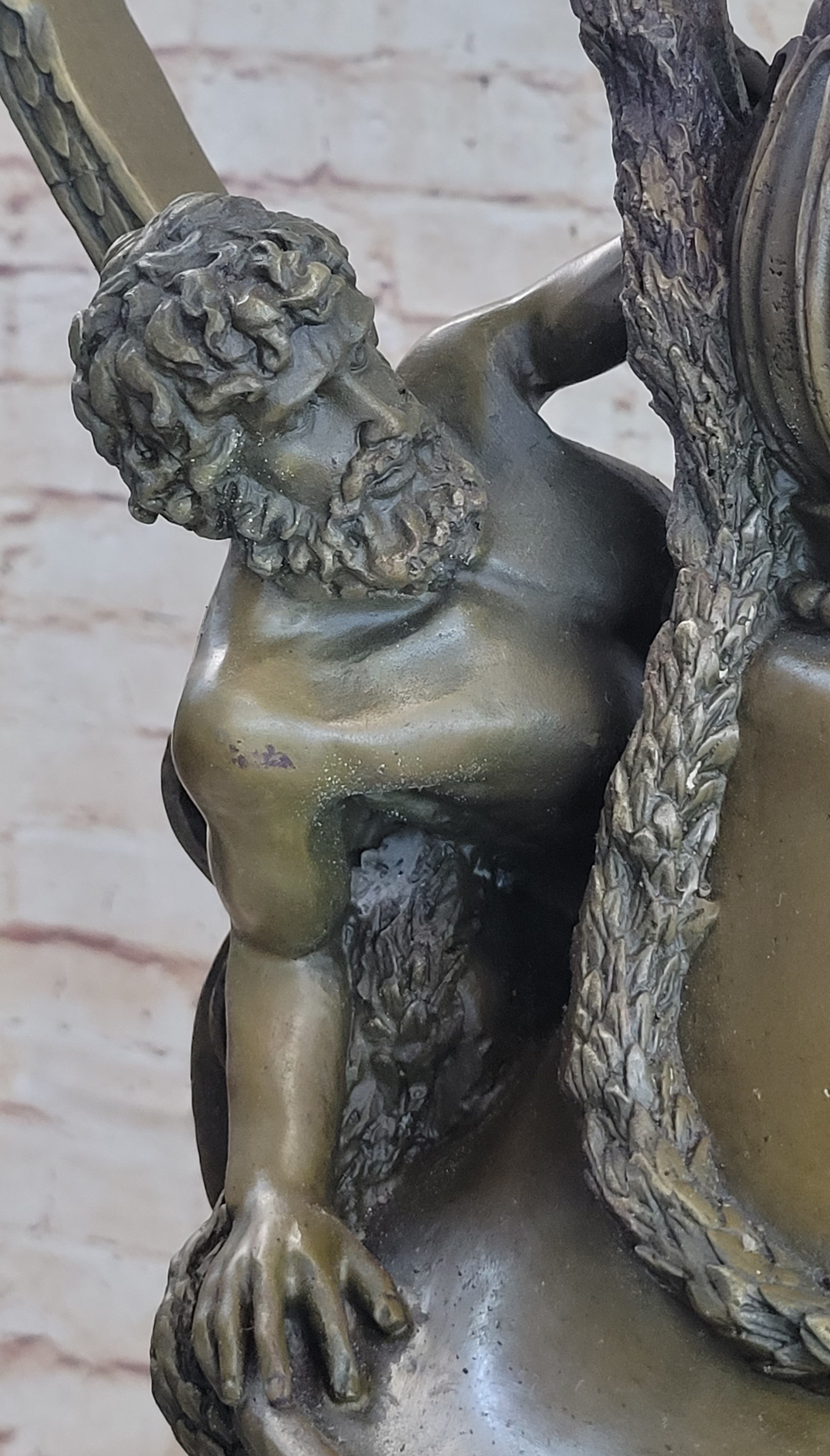 Bronze Urn Sculpture Two Satyr Faun Figures Auguste Moreau 24" x 14"