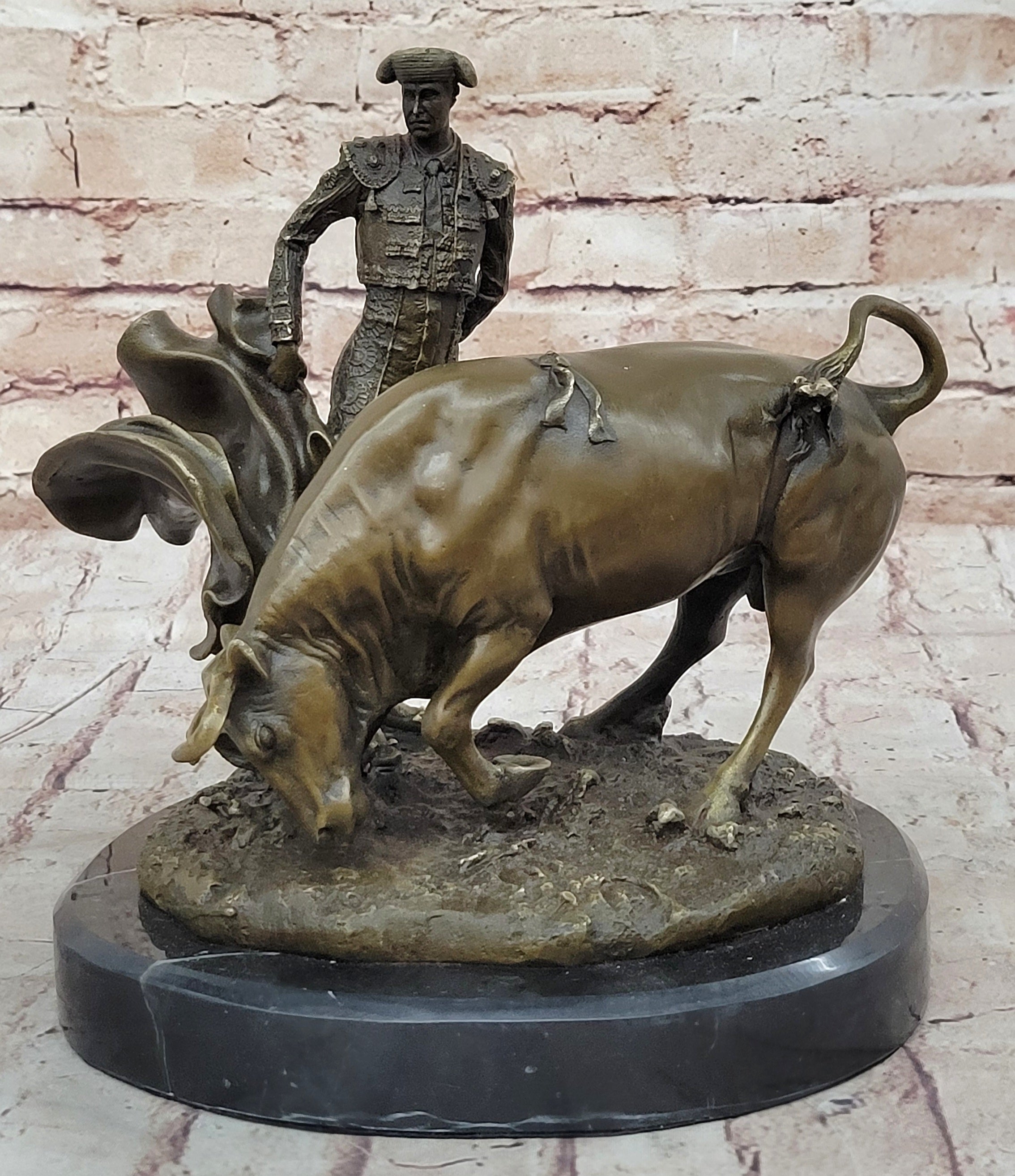 Spanish Matador w/ Bull - Signed Original Bronze Sculpture