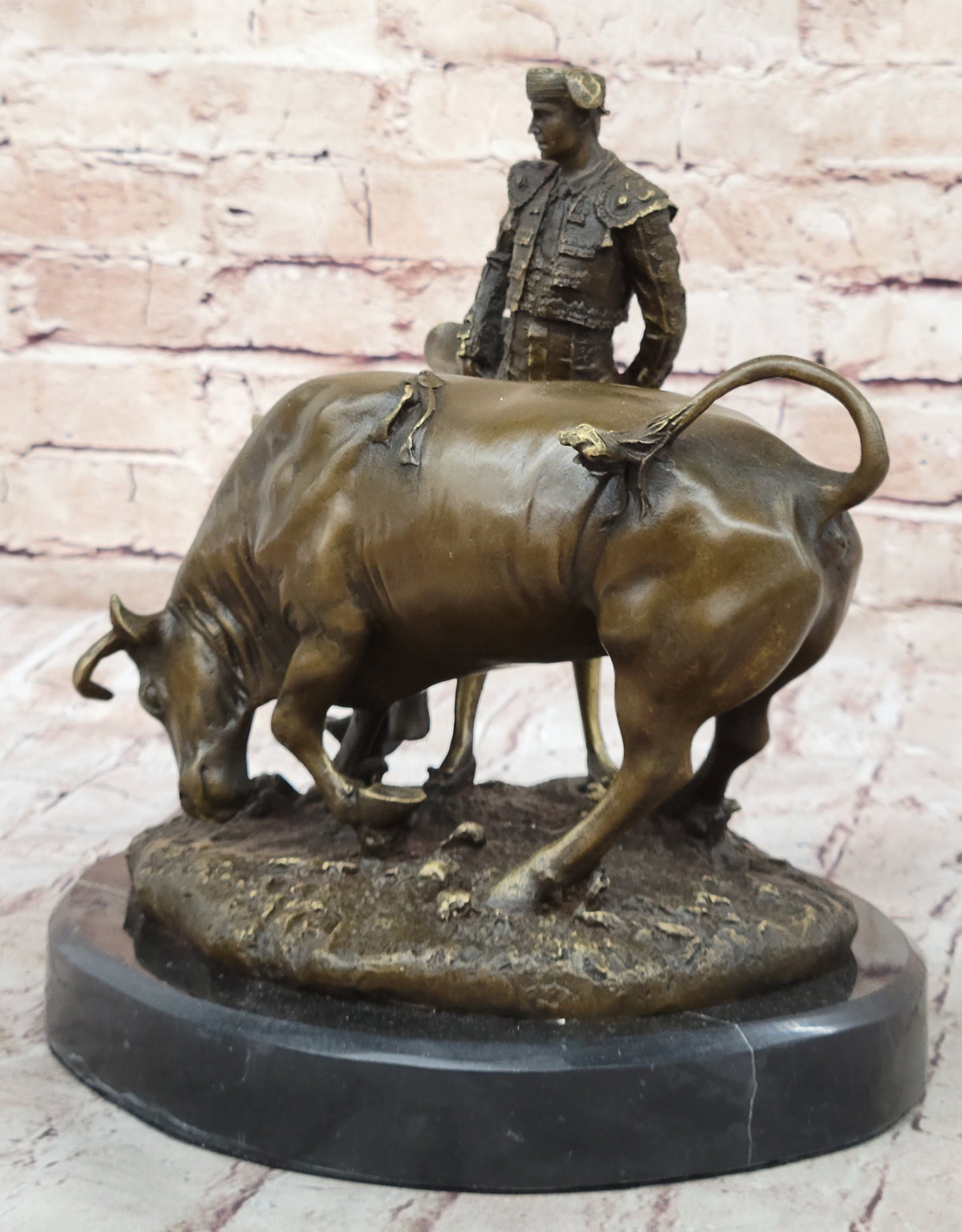 Spanish Matador w/ Bull - Signed Original Bronze Sculpture