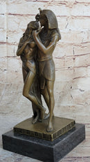 Egyptian Pharaoh and Lover Queen Bronze Sculpture 10" x 5"