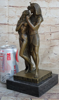 Egyptian Pharaoh and Lover Queen Bronze Sculpture 10" x 5"