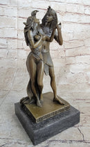 Egyptian Pharaoh and Lover Queen Bronze Sculpture 10" x 5"