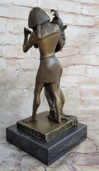 Egyptian Pharaoh and Lover Queen Bronze Sculpture 10" x 5"