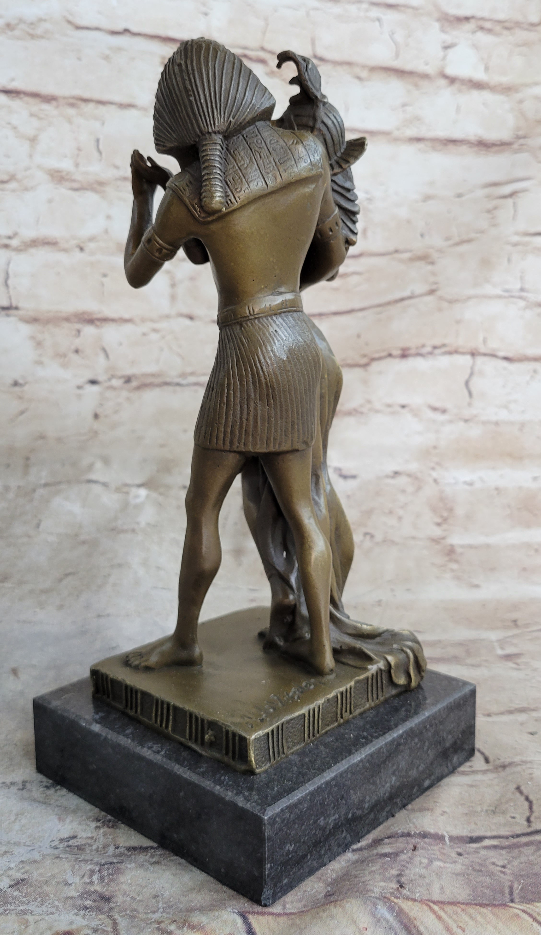 Egyptian Pharaoh and Lover Queen Bronze Sculpture 10" x 5"