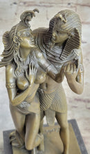 Egyptian Pharaoh and Lover Queen Bronze Sculpture 10" x 5"