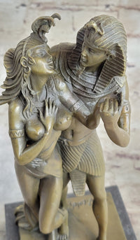 Egyptian Pharaoh and Lover Queen Bronze Sculpture 10" x 5"