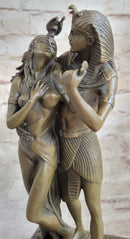 Egyptian Pharaoh and Lover Queen Bronze Sculpture 10" x 5"