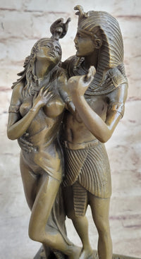 Egyptian Pharaoh and Lover Queen Bronze Sculpture 10" x 5"