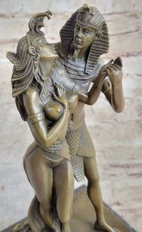 Egyptian Pharaoh and Lover Queen Bronze Sculpture 10" x 5"
