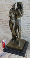 Ancient Egyptian King & Queen Akhenaten Nefertiti Bronze Sculpture