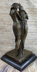 Ancient Egyptian King & Queen Akhenaten Nefertiti Bronze Sculpture