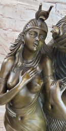 Ancient Egyptian King & Queen Akhenaten Nefertiti Bronze Sculpture