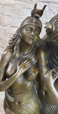Ancient Egyptian King & Queen Akhenaten Nefertiti Bronze Sculpture
