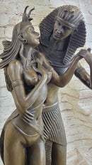 Ancient Egyptian King & Queen Akhenaten Nefertiti Bronze Sculpture