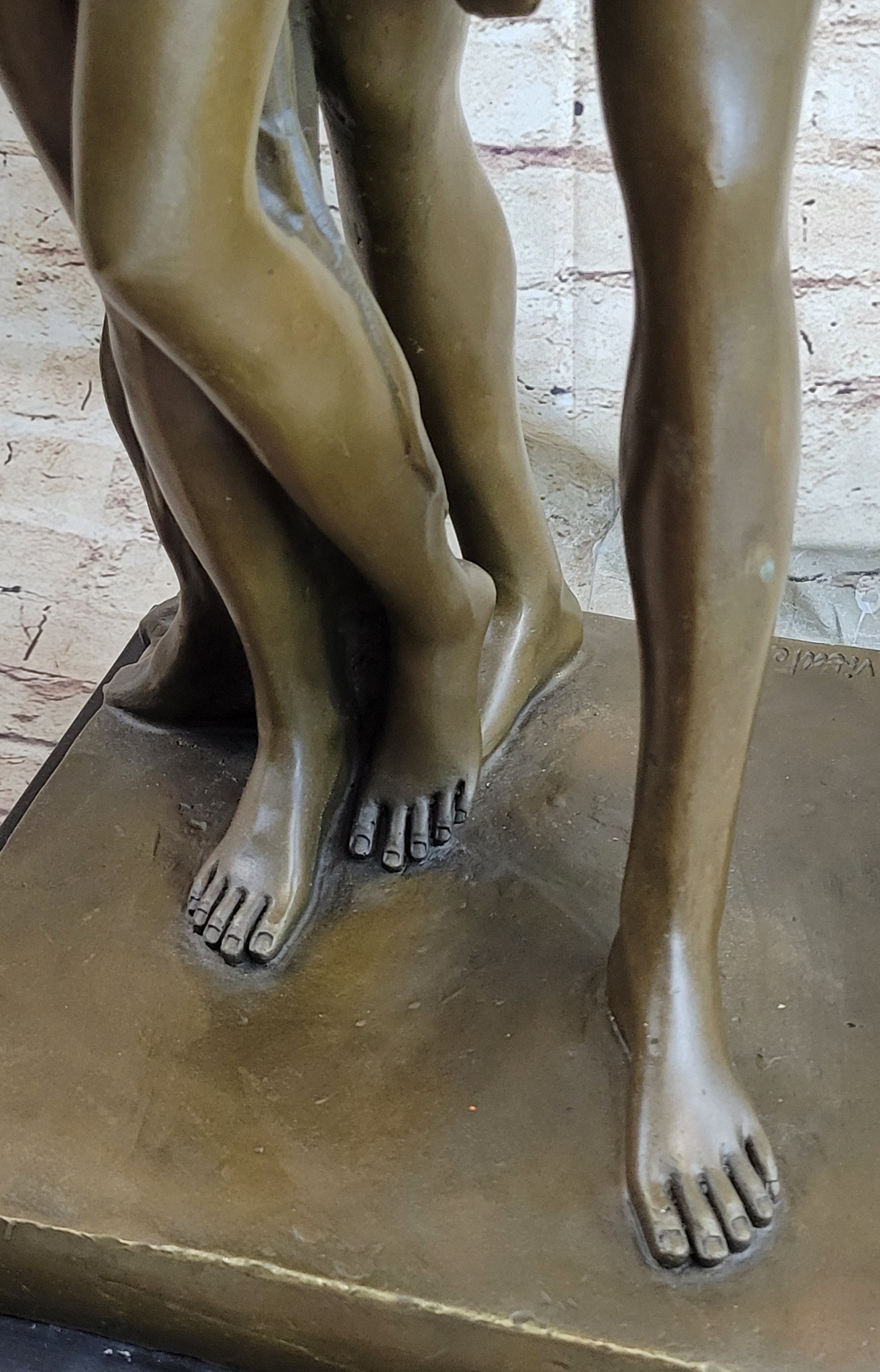 Ancient Egyptian King & Queen Akhenaten Nefertiti Bronze Sculpture