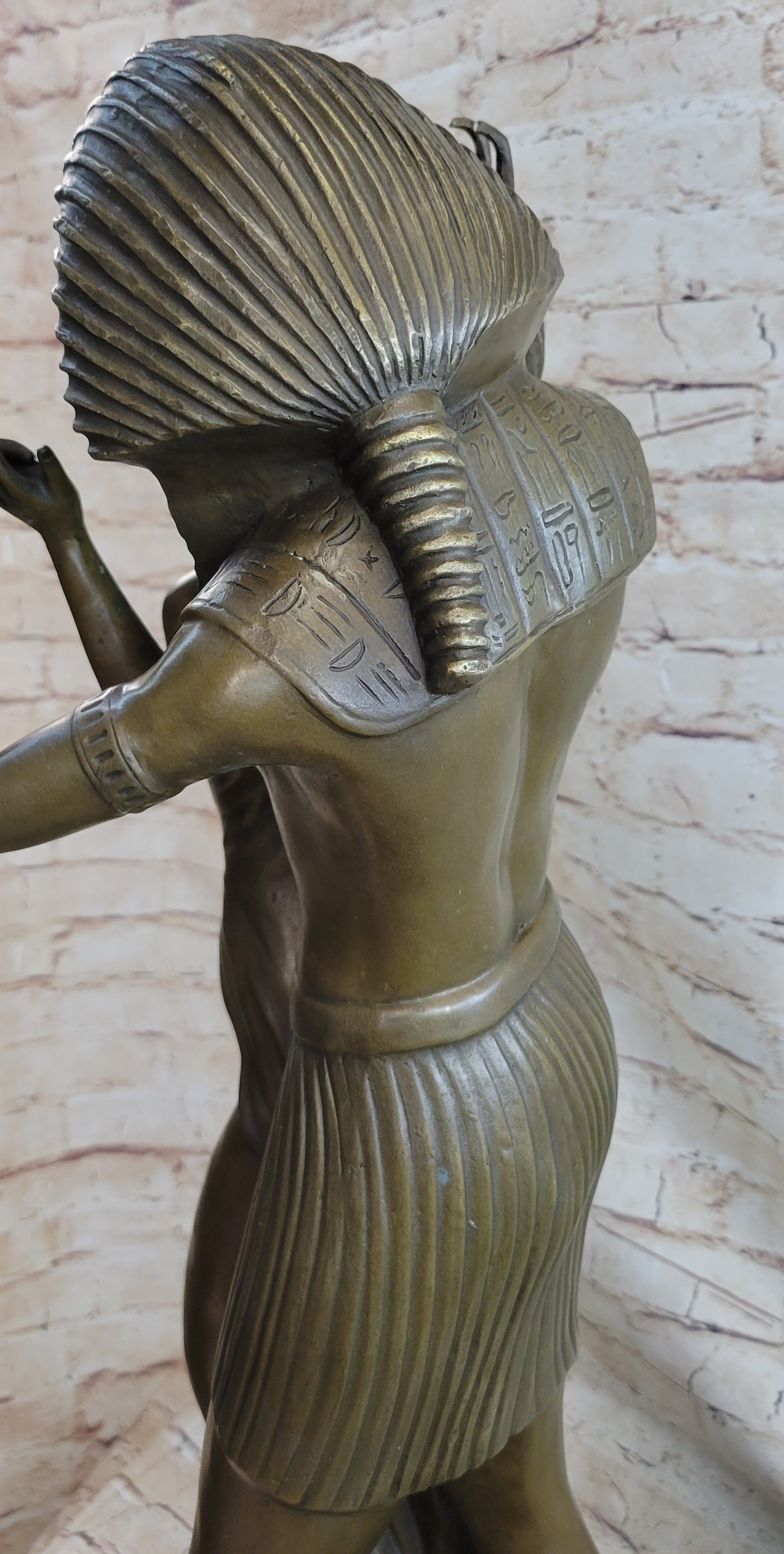 Ancient Egyptian King & Queen Akhenaten Nefertiti Bronze Sculpture