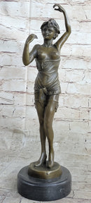 Hot Cast Bronze Semi Nude Exposed Female Figure Girl in Negligee Lingerie Art