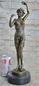 Hot Cast Bronze Semi Nude Exposed Female Figure Girl in Negligee Lingerie Art