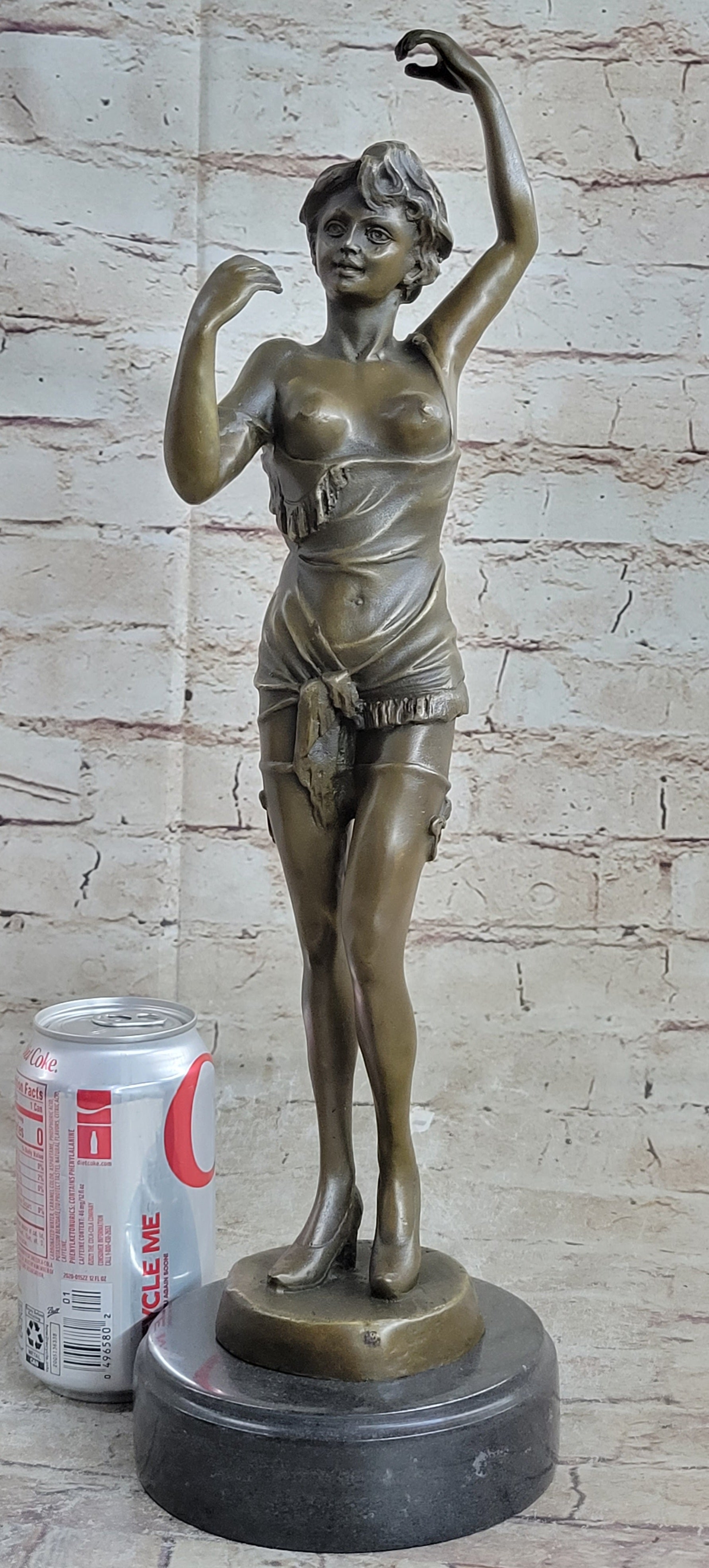 Hot Cast Bronze Semi Nude Exposed Female Figure Girl in Negligee Lingerie Art